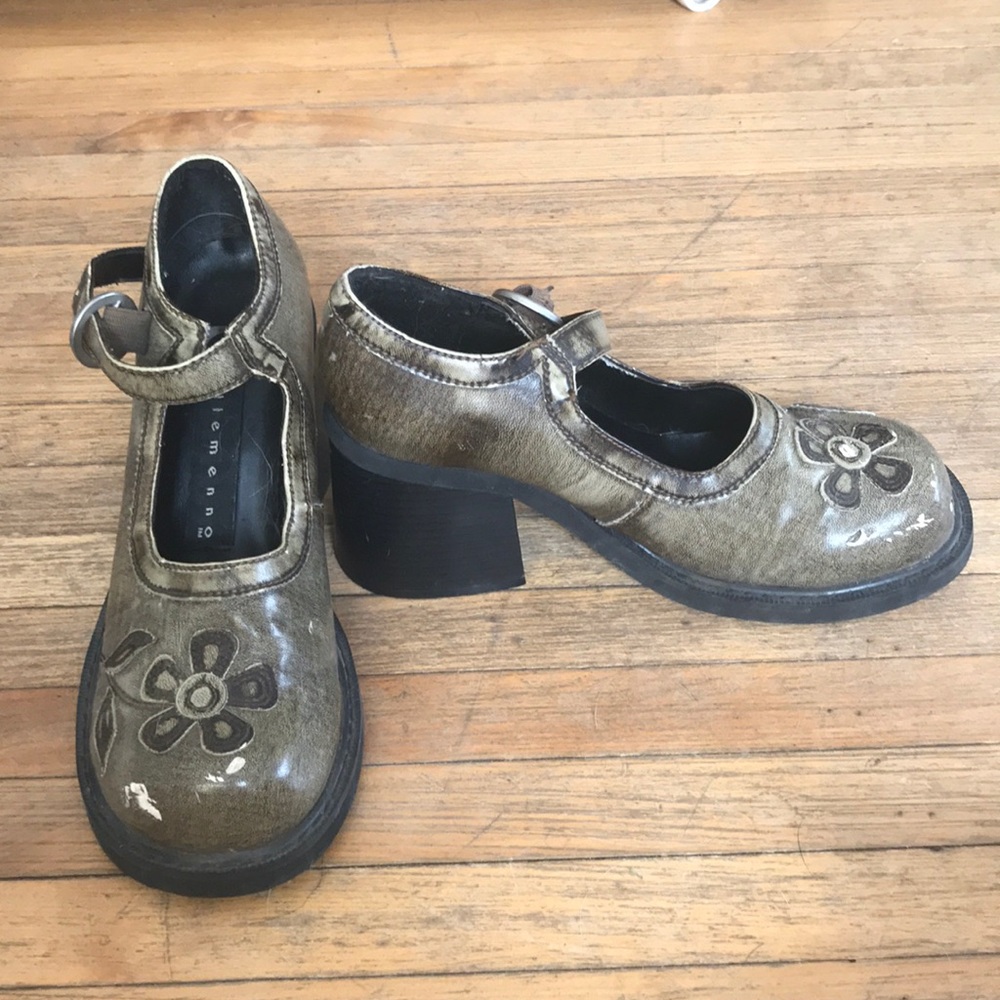 Unique heels.  Worn in front